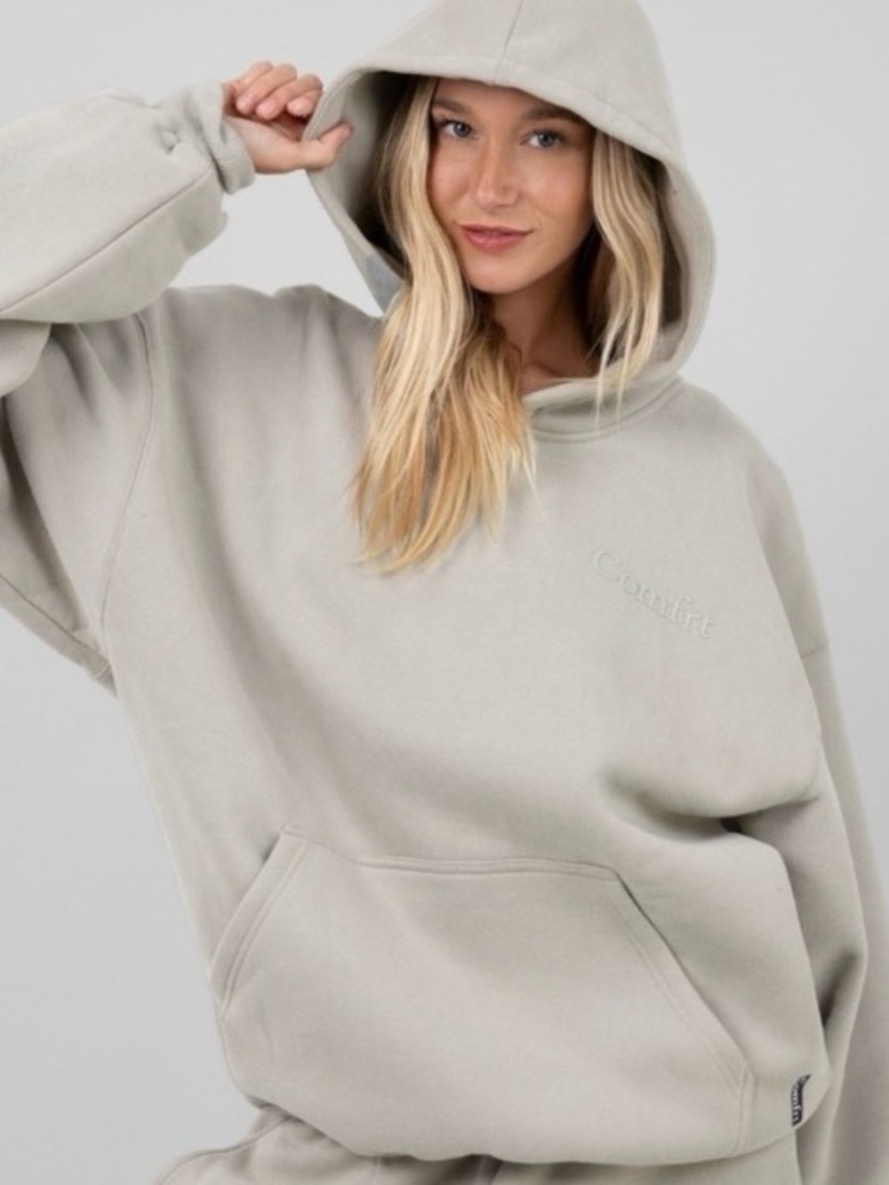 NEW COMFRT MINIMALIST OVERSIZED HEAVYWEIGHT PULLOVER HOODIE SWEATSHIRT GRAY XS/S